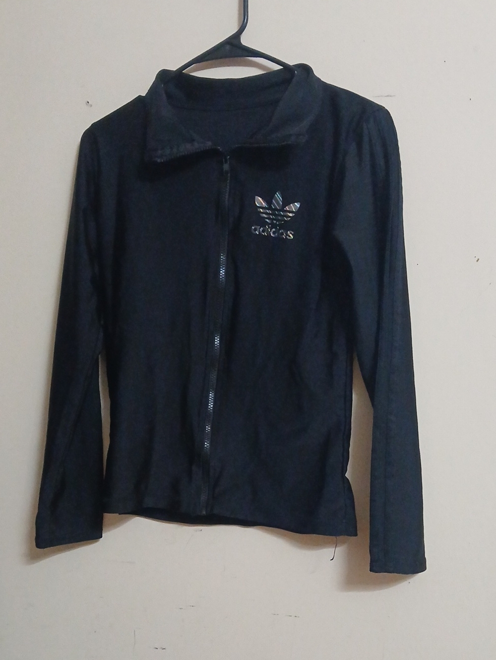 adidas Kids Black Full-Zip Jacket with Trefoil Logo